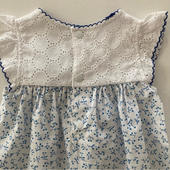 Wendy Bellissimo Baby Girl 12 Months Blue White Floral Dress Spring Summer - Picture 2 of 8